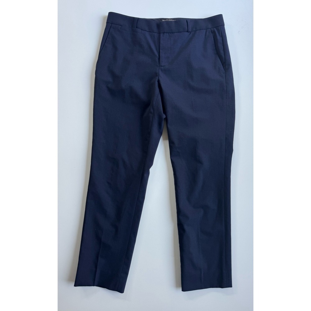BANANA REPUBLIC Harper Crop Straight Wool Pant Womens 2 (28x26) Navy Business